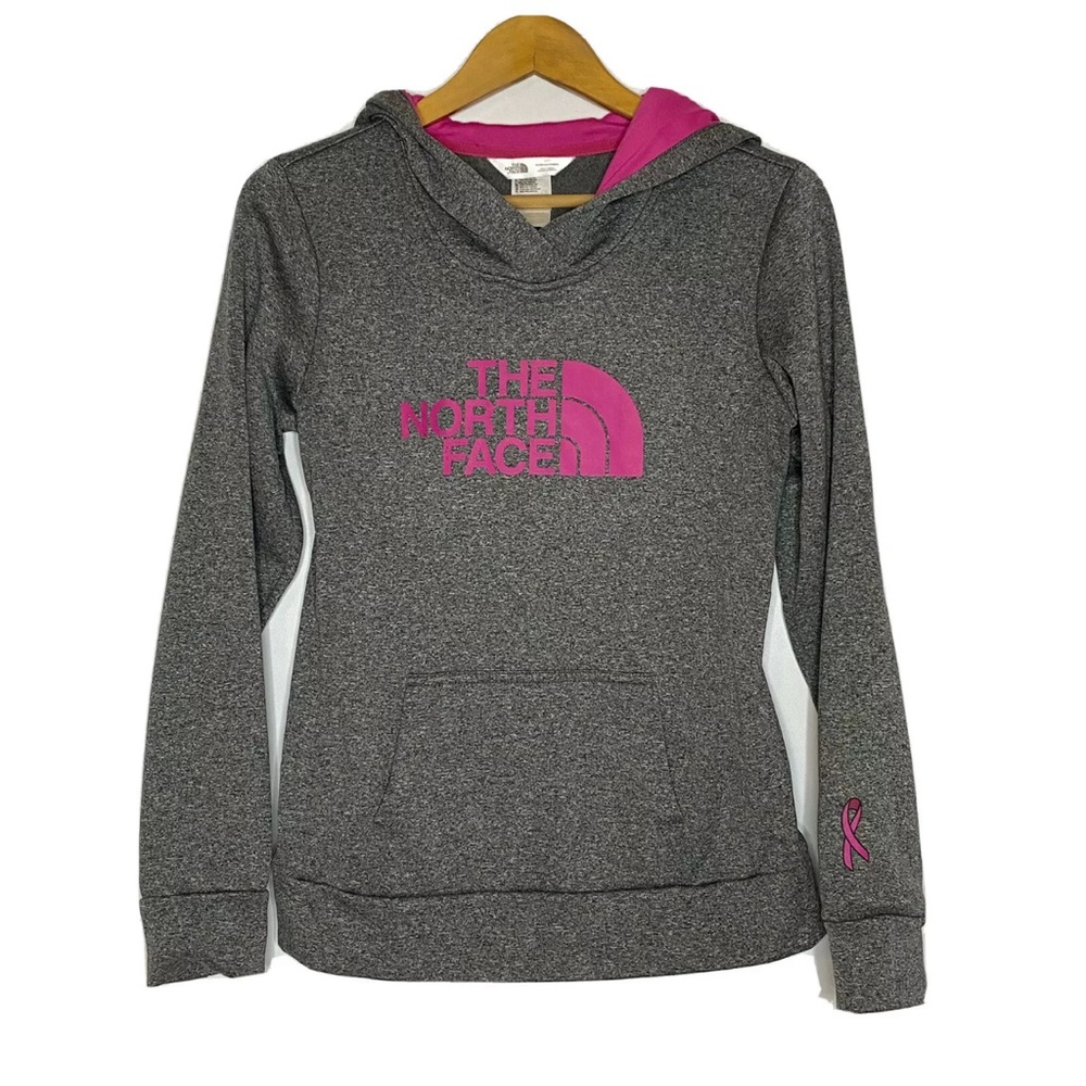 The North Face Women Pullover Hoodie Gray Pink Breast Cancer Awareness Size S